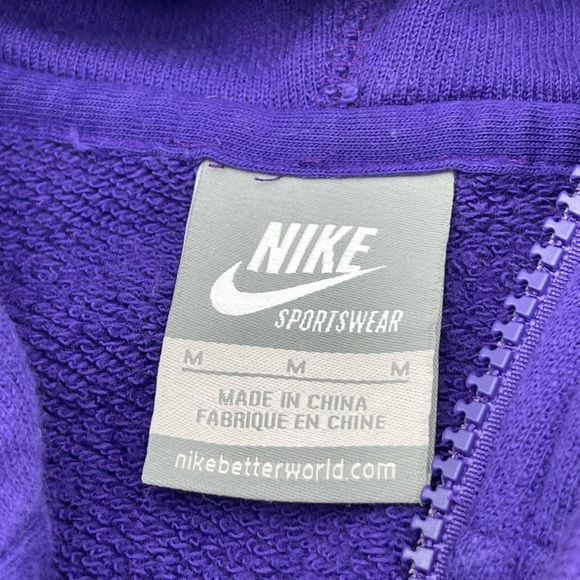 Nike Sportswear Hoodie Womens Medium Purple Swoosh Full Zip Hooded Sweatshirt - Picture 6 of 9